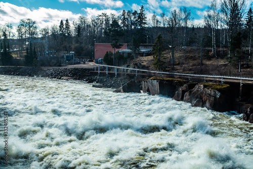 Hydroelectric power generation plant and Ankkapurha Industrial Museum at Kymijoki river, Finland. photo