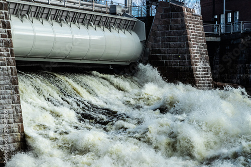 Hydroelectric power generation plant and Ankkapurha Industrial Museum at Kymijoki river, Finland. photo