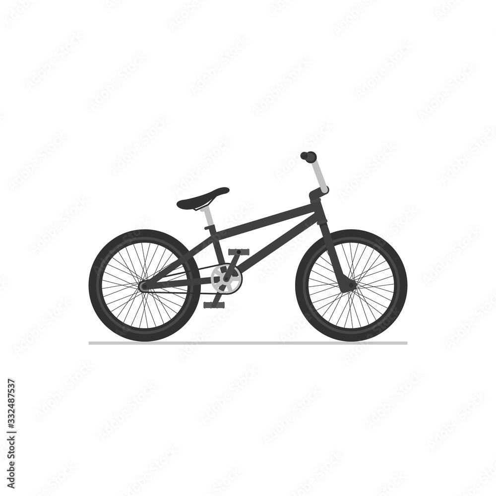BMX bicycle flat isolated icon on white background. BMX bicycle flat isolated icon on white background.