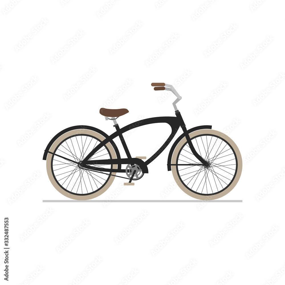 Male cruiser bike flat isolated icon on white background.