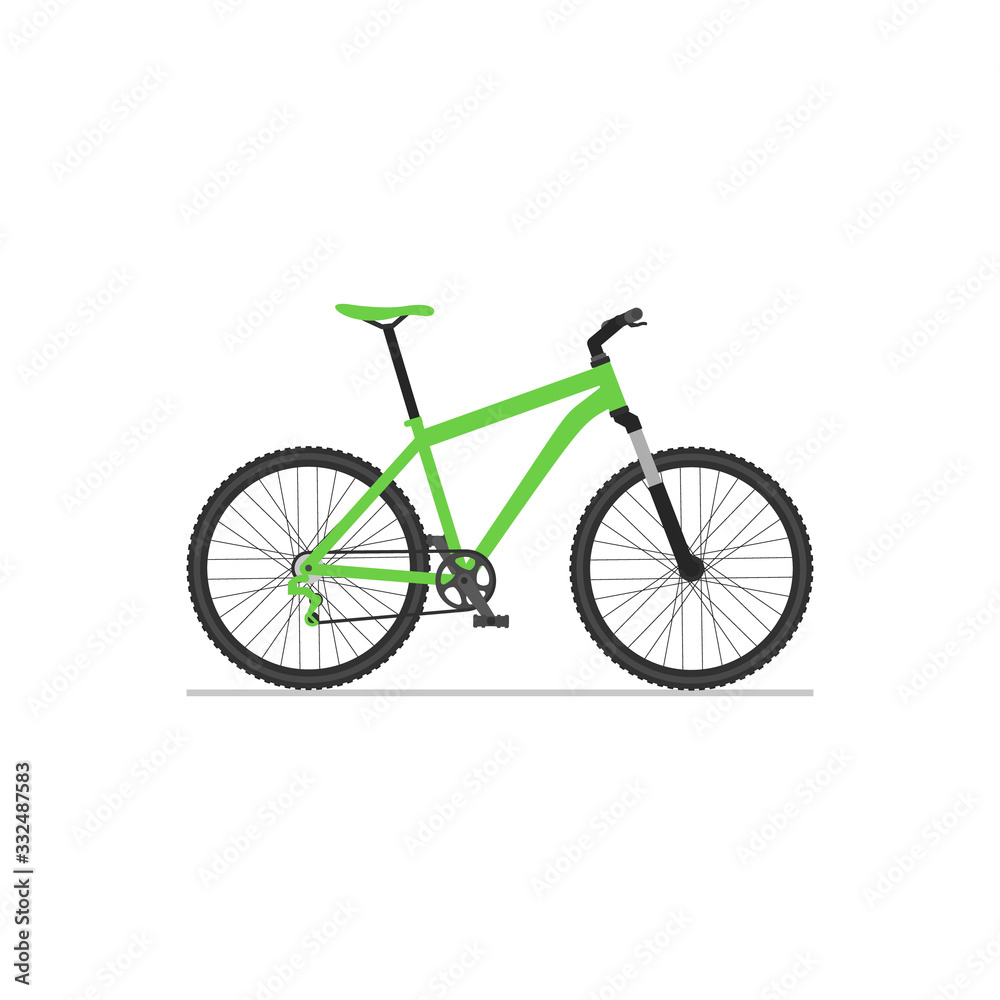 Mountain bike flat isolated icon on white background.