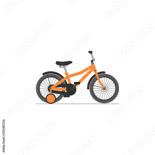 Flat isolated icon of a small children bike on a white background.