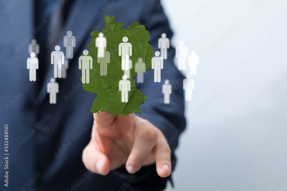 3D map of Germany. Map of Germany land border with flag. Germany map on white background. 3d rendering.