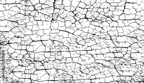 Cracked Surface Grunge Texture Vector. Uneven Overlay. Distressed Grungy Effect. Vector Illustration.Black Isolated on White Background. EPS 10.
