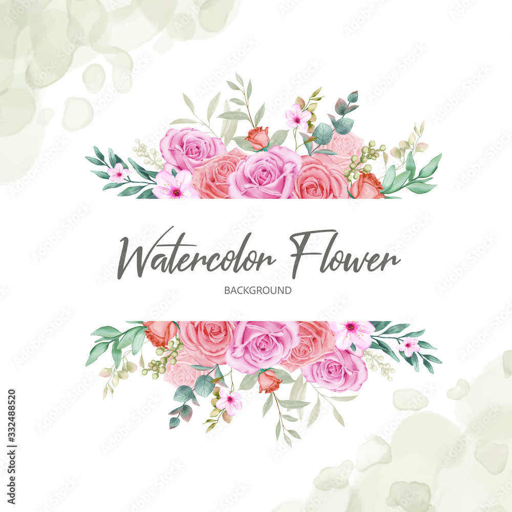 Obraz Piękna kwiecista ramka z eleganckim akwarelowym kwiatem