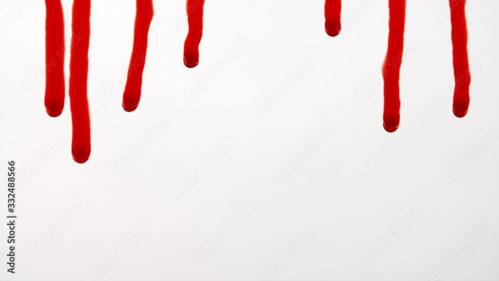 Blood streams dripping down on clean white background