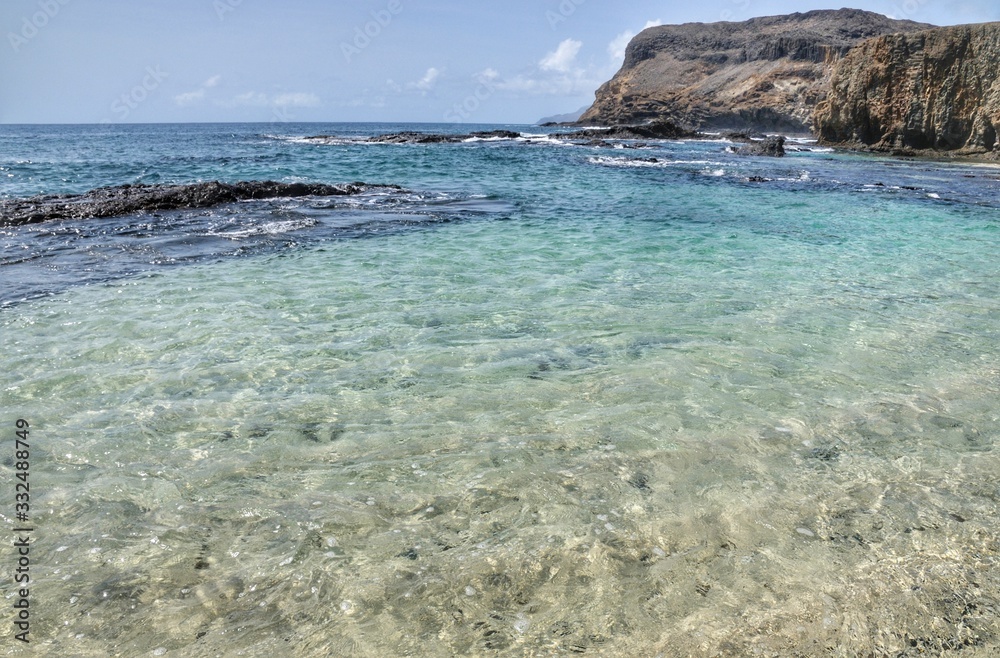 Clear water on the islet of Djeu part of the archipelago of Cabo Verde