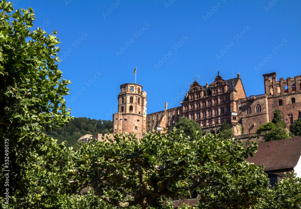 Heidelberg, Germany - July 4, 2019: The castle (castle ruin) in Heidelberg, Baden Wuerttemberg, Germany
