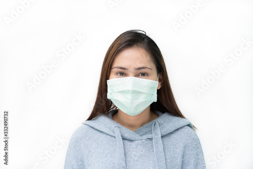 Girl wearing mask again flu and covid-19,corona virus