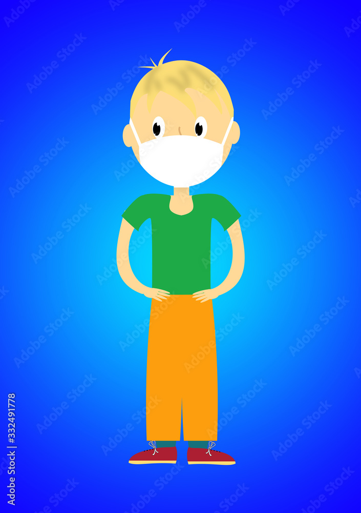 Blond boy with breathing mask Blond boy with breathing mask