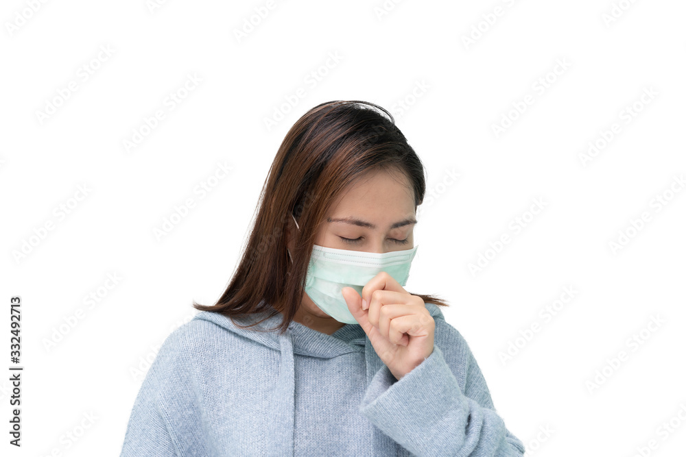 Girl wearing mask again flu and covid-19,corona virus and cough Girl wearing mask again flu and covid-19,corona virus and cough