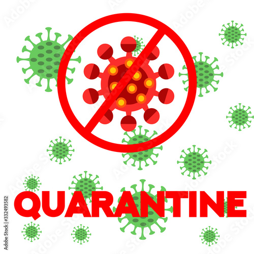 Quarantine. Stop Coronavirus   Coronavirus Bacteria Cell Icon, 2019-nCoV Novel Coronavirus Bacteria. Pandemic Concepts Dangerous Coronavirus Cell in China, Wuhan. Background Social Media Web Banner