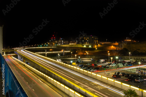 Evening lights on bridge