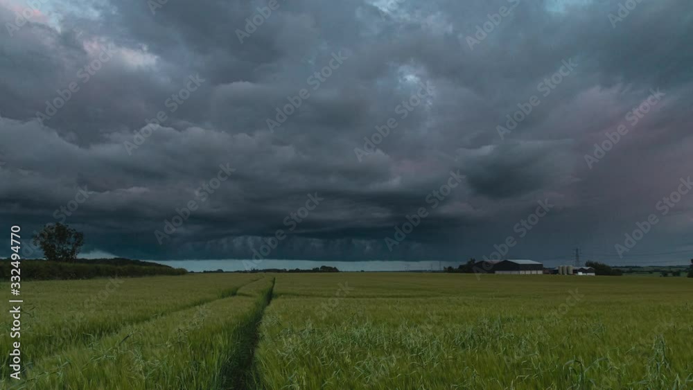 Cloudy Dark Sky Over Empty Field Time-Lapse Cloudy Dark Sky Over Empty Field Time-Lapse