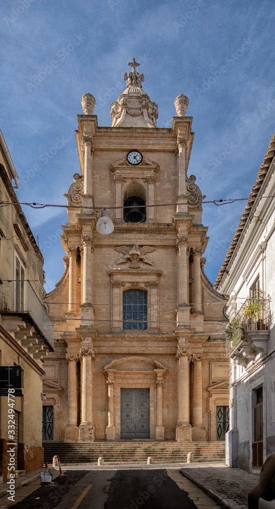 Ragusa cityscape. View to Historical Buildings. Sicily, Italy.