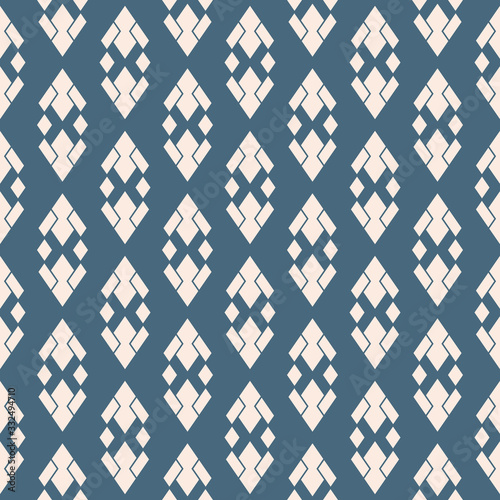 Rhombus pattern. Vector abstract geometric seamless ornament. Soft blue and beige texture with diamond shapes, rhombuses, rectangles, grid, mesh. Simple minimal background. Elegant repeating design