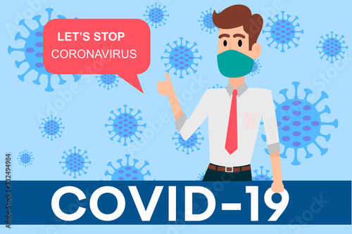 Stop Coronavirus   Coronavirus Bacteria Cell Icon, 2019-nCoV Novel Coronavirus Bacteria. Pandemic Concepts Dangerous Coronavirus Cell in China, Wuhan. Background Social Media Web Banner