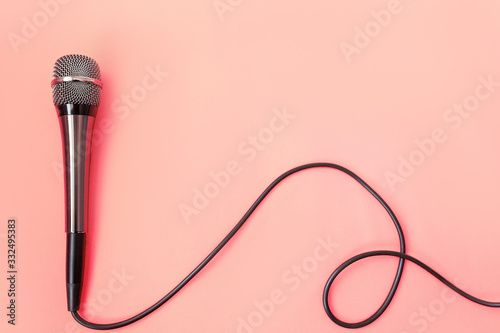 music microphone on pink background