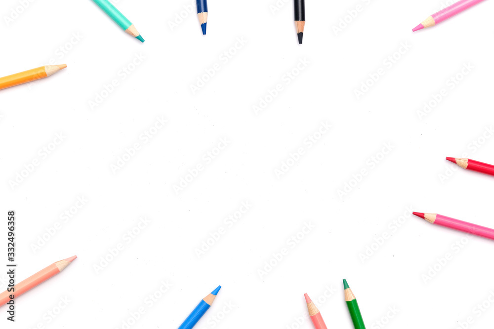 color pencils with white background