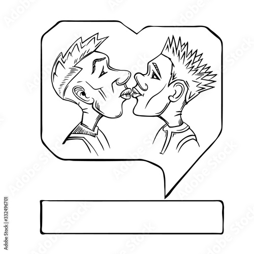 Gay couple kiss sketch
