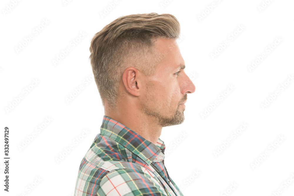 Styling Fringe Requires That You Apply Some Pomade Or Wax And Comb Hair  Forward. Fringe Hairstyles Allow Hair Volume. Handsome Mature Man With  Stylish Hairstyle. Barber Salon. Perfect Fringe Stock Photo, Picture