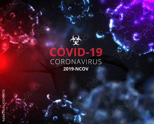 Coronavirus disease COVID-19 infection medical isolated. China pathogen respiratory influenza covid virus cells. Chinese coronavirus COVID-19 under the microscope. vector illustration