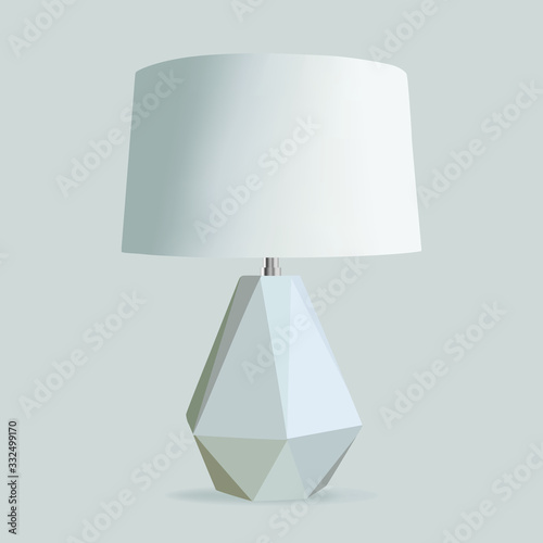 Modern geometric table lamps. Original Sample Model. Vector illustration on a light grey background.