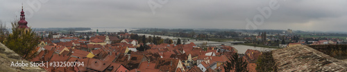 Panorama of the city of Ptuj, looking down from the Ptujski grad