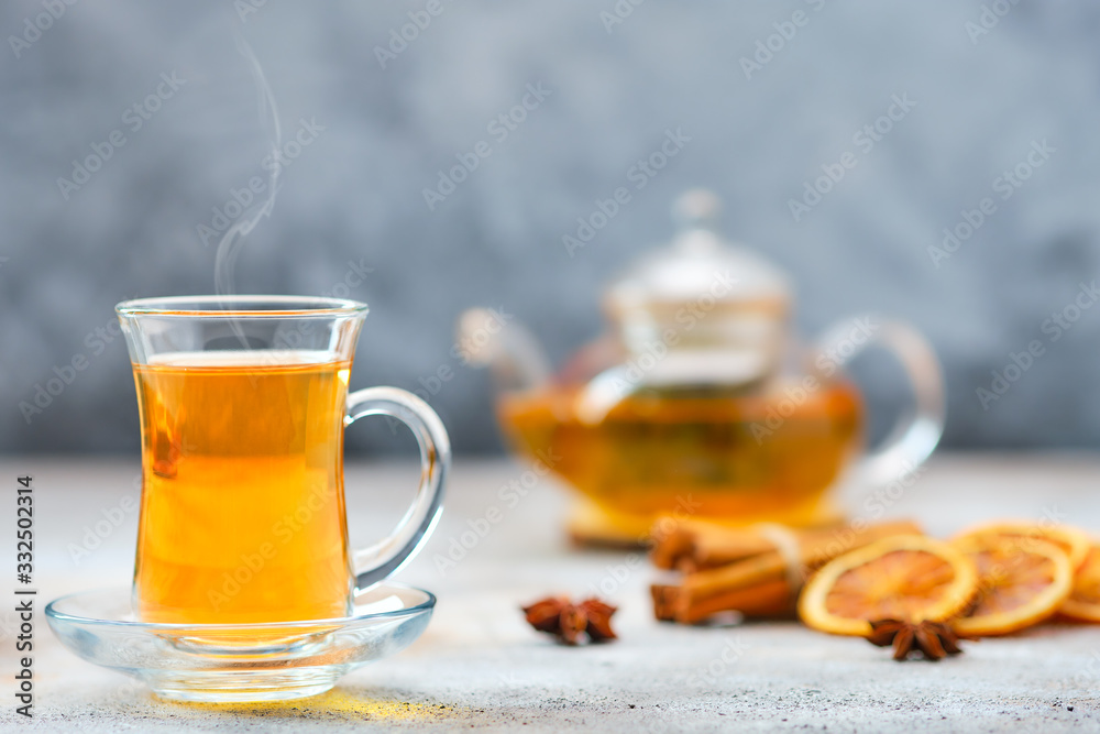 Hot citrus tea with cinnamon and anise Hot citrus tea with cinnamon and anise
