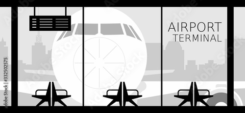 Airport terminal. Airport waiting room. Flat design. isolated on white background