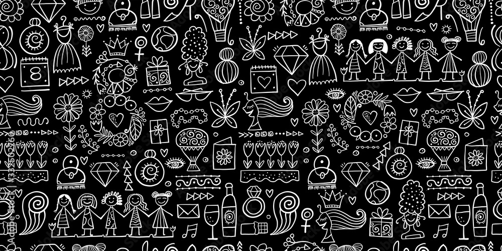 Seamless pattern background for your design. Idea for wallpaper, fabric, wrapping paper. International Women s Day. 8th of march. Female holiday Seamless pattern background for your design. Idea for wallpaper, fabric, wrapping paper. International Women s Day. 8th of march. Female holiday