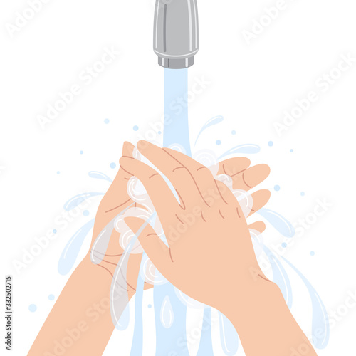 Washing Hands Vector Flat Illustration