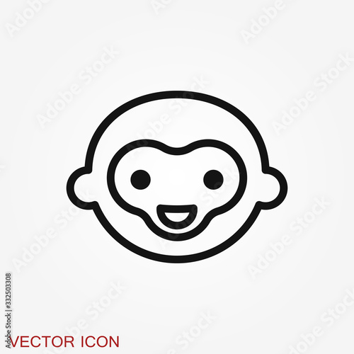 Vector monkey icon isolated on background. Animal symbol