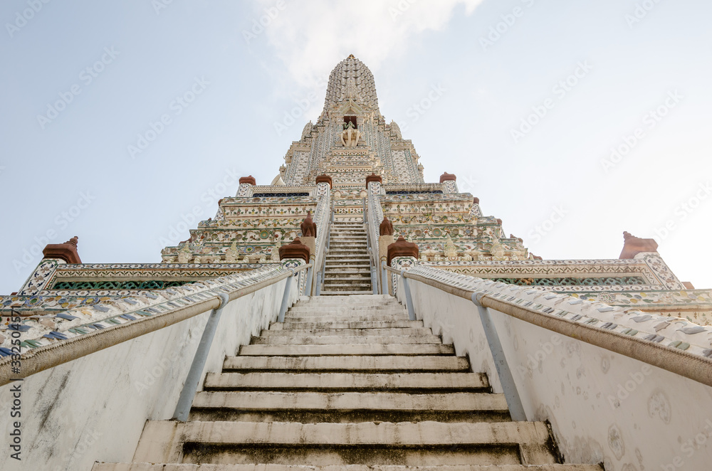 Wat Arun buddhist temple central spire in Tahiland