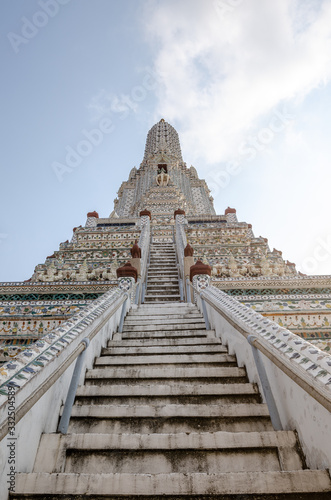 Central Spire at the Wat Arun buddhist temple in Bangkok  Thailand on a sunny day