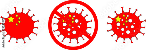 Novel coronavirus (2019-nCoV, COVID-19). Concept of coronavirus quarantine. 2020. No Infection   Bacteria Coronavirus  Dangerous Coronavirus Cell in China, Wuhan. Isolated Vector Icon.