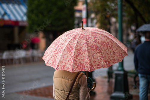 young woman with umbrella in the Rain