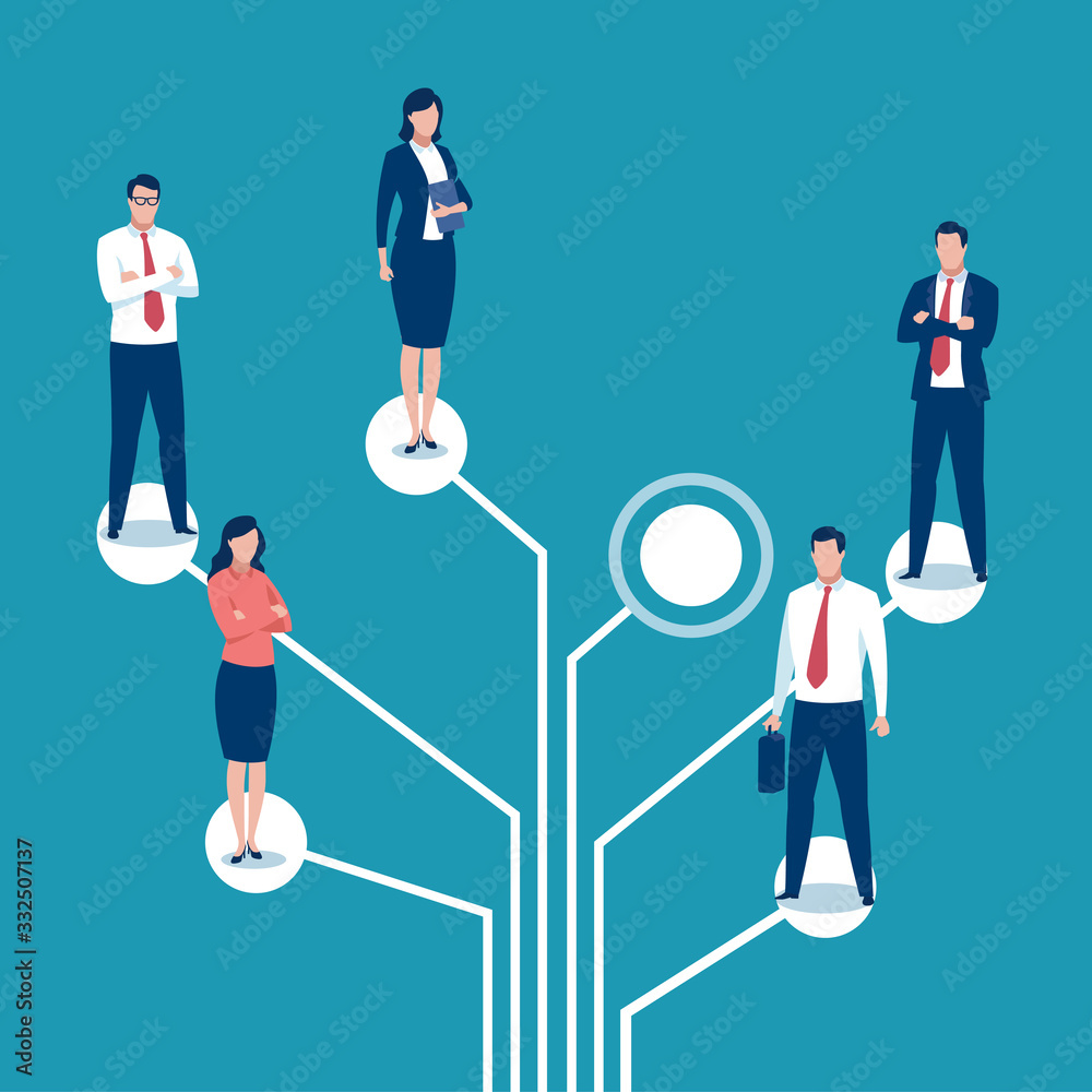 Employees. Group of business persons standing on logic tree. Business concept illustration. Employees. Group of business persons standing on logic tree. Business concept illustration.