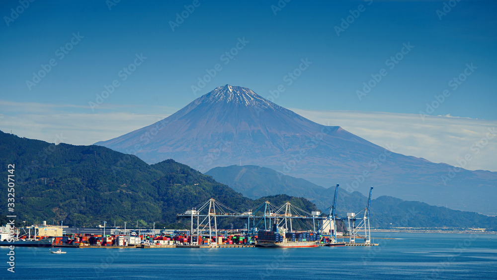 Mountain fuji and shimizu port in Shizuoka, Japan