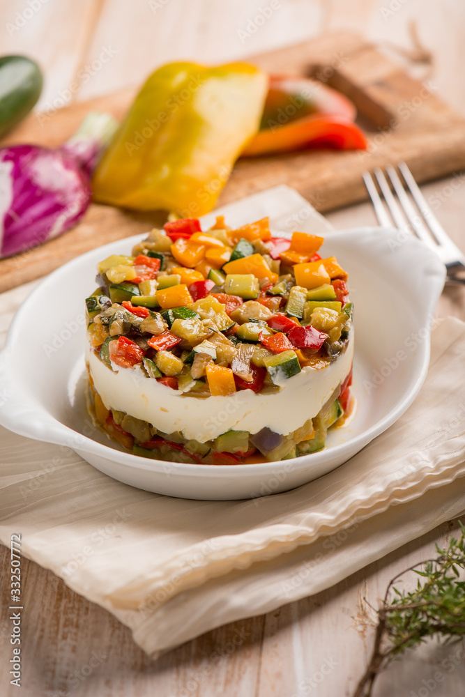 cheese salad with mixed stuffed vegetables cheese salad with mixed stuffed vegetables