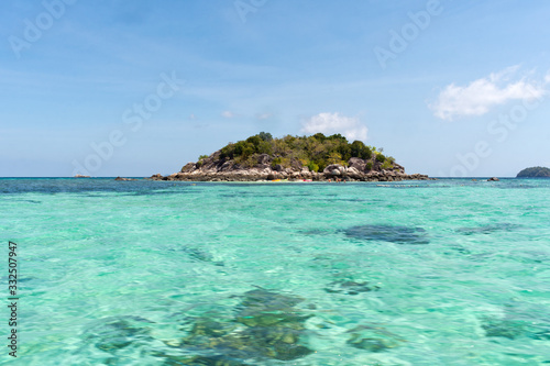 Turquoise Water and Small Island seen from Sunrise Beach  Koh Lipe  Thailand  Asia