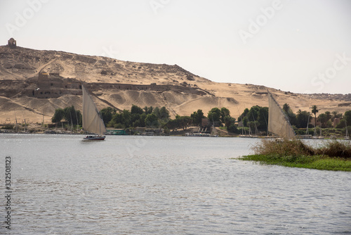 Feluccas on the Nile river in aswan Egypt on a hot day © fuen30