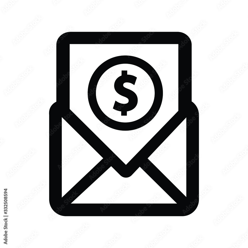 Email notification black icon, Bill, payment Email notification black icon, Bill, payment