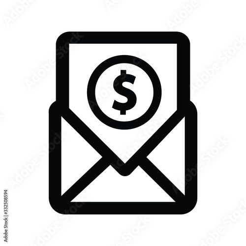 Email notification black icon, Bill, payment