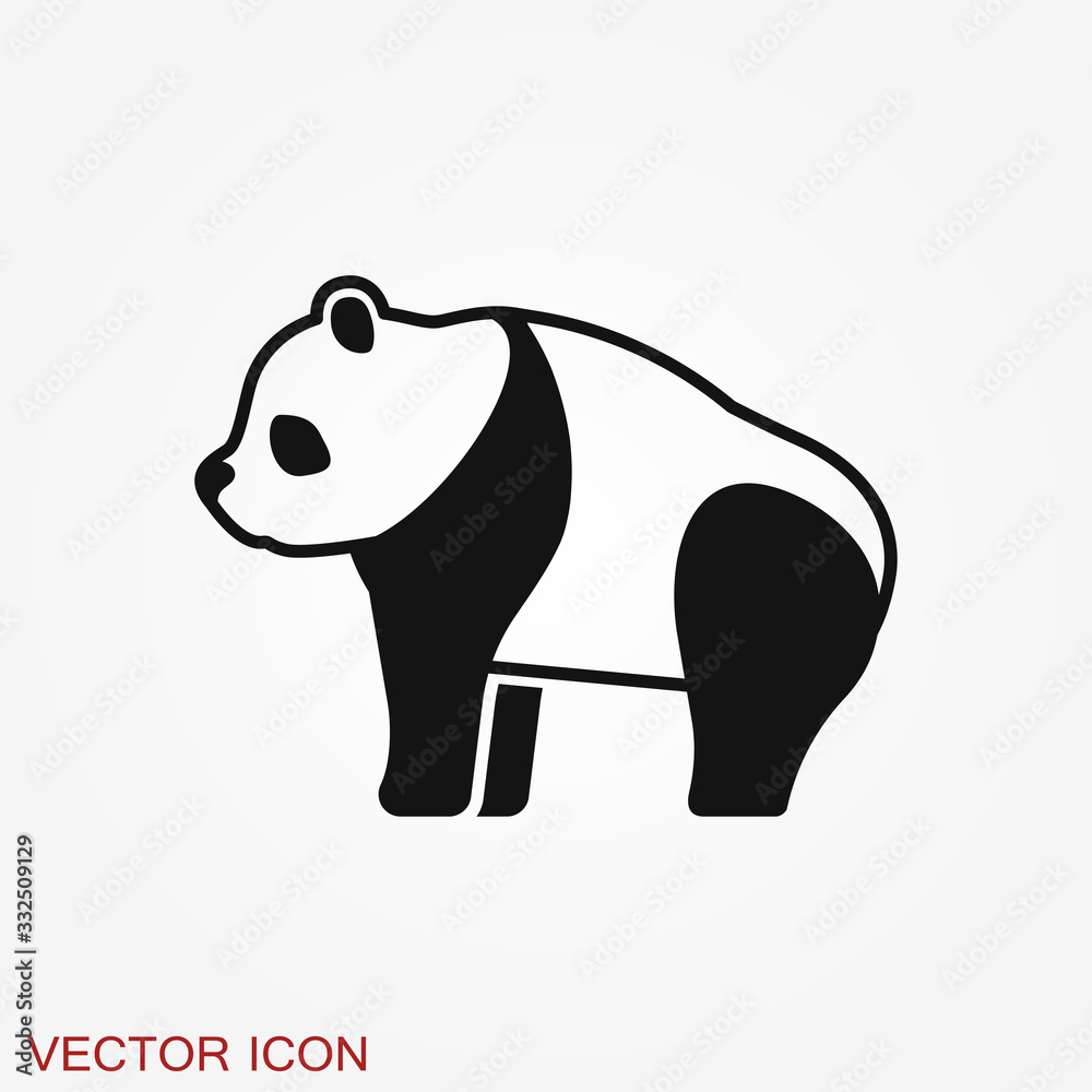 Panda icon. Vector image of a panda on background Panda icon. Vector image of a panda on background