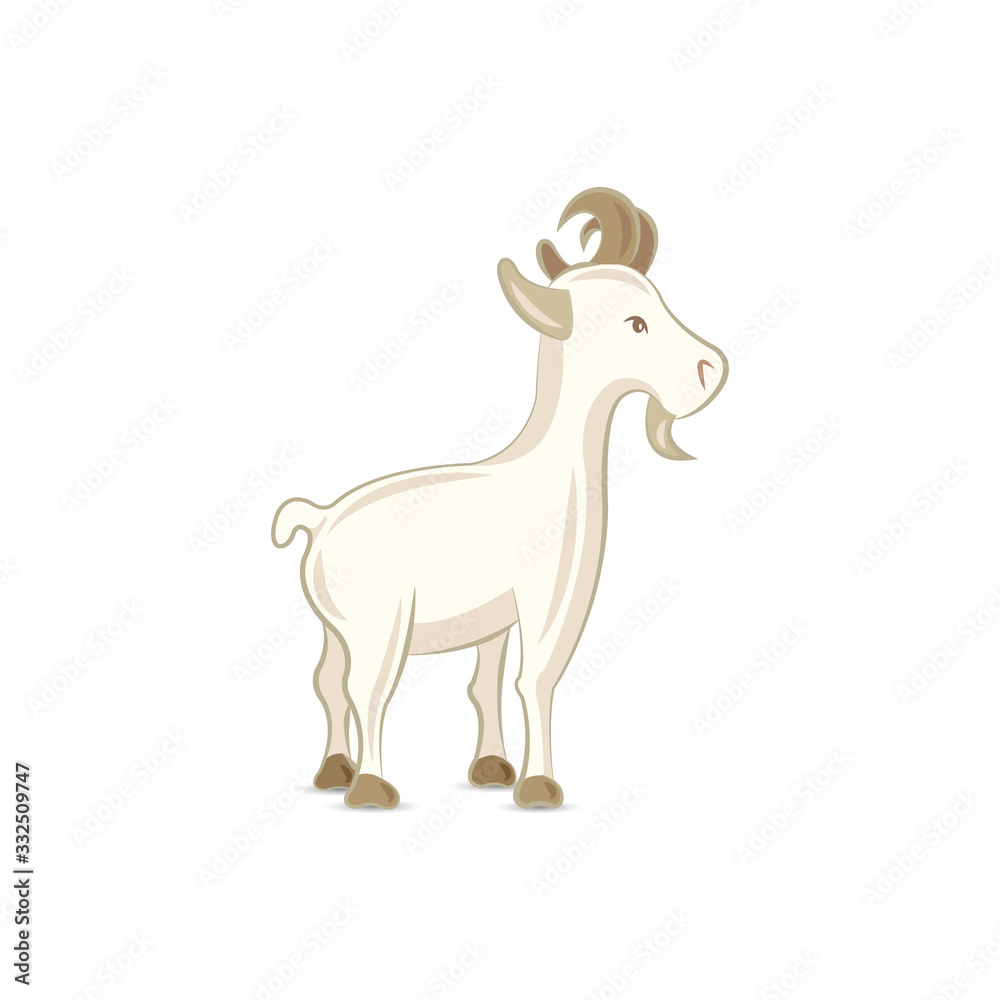 Cute goat vector flat illustration