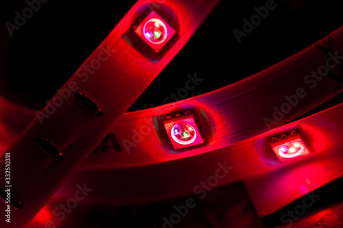 Red Led strips macro background