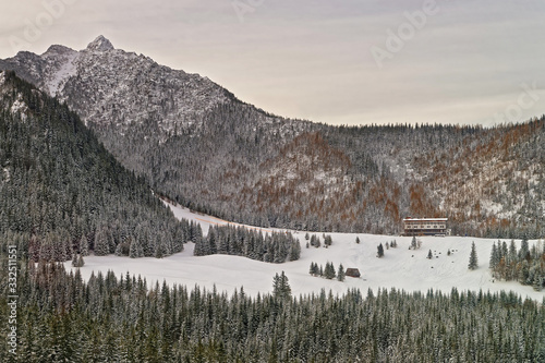 House in the Forest on Kasprowy Wierch in Zakopane in Tatras in winter