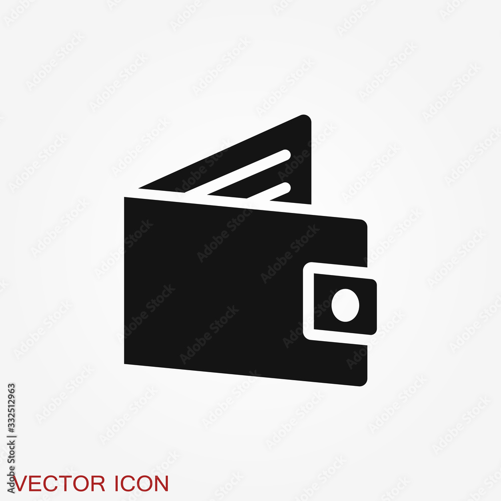 Purse vector icon. Wallet symbol for your web site design, logo, app, UI.