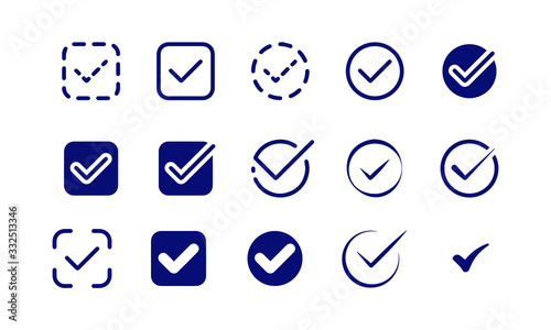 Confirm or Tick Icon Set vector design ,Set of check or tick icon on a white background